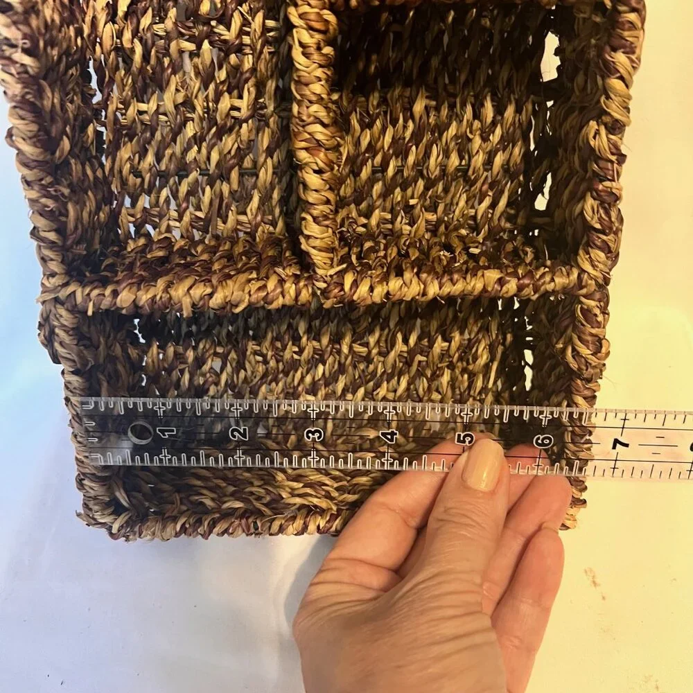 Vintage Seagrass Tray W/Compartments-Woven Basket-14